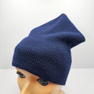 Vintage Eastern Mountain Sports Wool Toboggan Beanie Hat Navy Blue USA